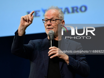 Thierry Fremaux at the closing night of the Lyon Light Festival in Lyon, France, on October 20, 2024. (