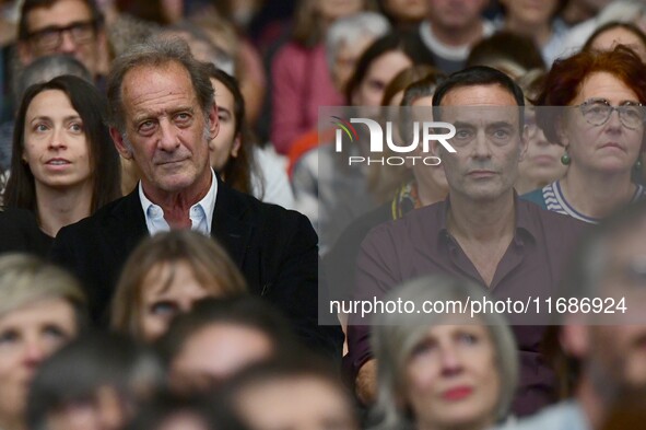 Vincent Lindon and Anthony Delon pose for a portrait at the closing night of the Lyon Light Festival in Lyon, France, on October 20, 2024. 