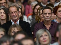 Vincent Lindon and Anthony Delon pose for a portrait at the closing night of the Lyon Light Festival in Lyon, France, on October 20, 2024. (