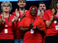 Volunteers participate in the closing night of the Lyon Light Festival in Lyon, France, on October 20, 2024. (