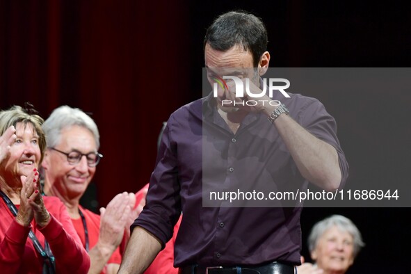 The first public tribute for the actor Alain Delon takes place in the presence of his son Anthony Delon at the closing night of the Lyon Lig...