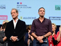 The first public tribute for the actor Alain Delon takes place in the presence of his son Anthony Delon at the closing night of the Lyon Lig...