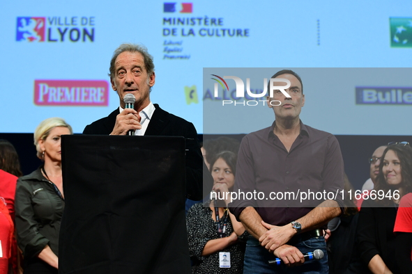 The first public tribute for the actor Alain Delon takes place in the presence of his son Anthony Delon at the closing night of the Lyon Lig...