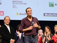 The first public tribute for the actor Alain Delon takes place in the presence of his son Anthony Delon at the closing night of the Lyon Lig...