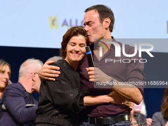 The first public tribute for the actor Alain Delon and Irene Jacob takes place in the presence of his son Anthony Delon at the closing night...