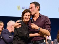 The first public tribute for the actor Alain Delon and Irene Jacob takes place in the presence of his son Anthony Delon at the closing night...