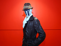 Marcus from Queens dresses as Rorschach from Watchmen for New York Comic Con at the Javits Center in New York City, on October 20, 2024. (