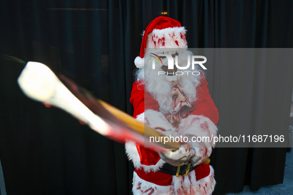 A cosplayer dresses as a real bad Santa for New York Comic Con at the Javits Center in New York City, on October 20, 2024. 