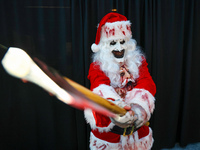 A cosplayer dresses as a real bad Santa for New York Comic Con at the Javits Center in New York City, on October 20, 2024. (