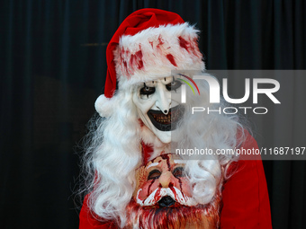 A cosplayer dresses as a real bad Santa for New York Comic Con at the Javits Center in New York City, on October 20, 2024. (