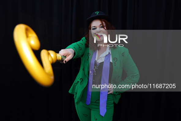 Cosplayer Alex from New York is in character as the Riddler for New York Comic Con at the Javits Center in New York City, on October 20, 202...