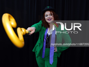 Cosplayer Alex from New York is in character as the Riddler for New York Comic Con at the Javits Center in New York City, on October 20, 202...