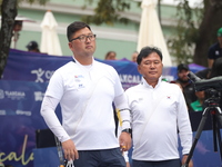 Woojin Kim of Korea competes against Thomas Chirault of France (not in picture) during the Men's recurve quarterfinals match on the final da...