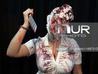 Cosplayer Gabrielle from Rhode Island dresses as the nurse from Silent Hill for New York Comic Con at the Javits Center in New York City, on...