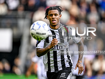 Heracles Almelo defender Mimeirhel Benita plays during the match between Heracles Almelo and Ajax at the Asito Stadium for the Dutch Eredivi...