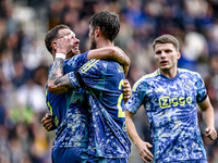 AFC Ajax Amsterdam midfielder Jordan Henderson and AFC Ajax Amsterdam forward Wout Weghorst participate in the match between Heracles Almelo...