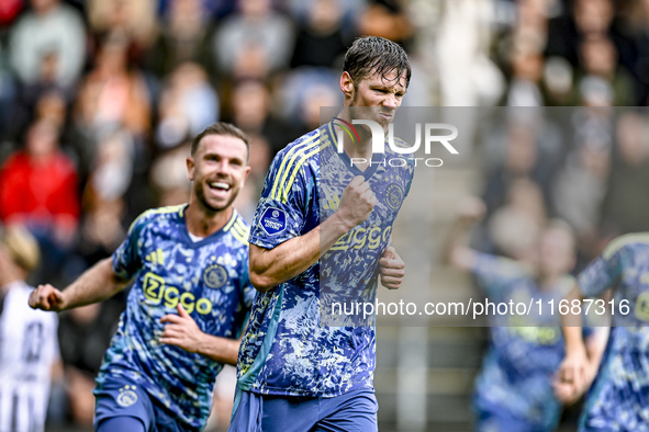 AFC Ajax Amsterdam forward Wout Weghorst celebrates the 3-4 goal during the match between Heracles Almelo and Ajax at the Asito Stadium for...