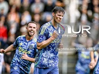 AFC Ajax Amsterdam forward Wout Weghorst celebrates the 3-4 goal during the match between Heracles Almelo and Ajax at the Asito Stadium for...