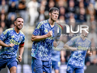 AFC Ajax Amsterdam forward Wout Weghorst celebrates the 3-4 goal during the match between Heracles Almelo and Ajax at the Asito Stadium for...