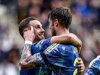 AFC Ajax Amsterdam midfielder Jordan Henderson and AFC Ajax Amsterdam forward Wout Weghorst participate in the match between Heracles Almelo...