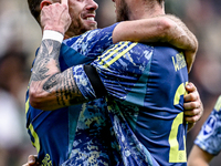 AFC Ajax Amsterdam midfielder Jordan Henderson and AFC Ajax Amsterdam forward Wout Weghorst participate in the match between Heracles Almelo...