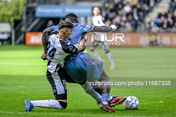 Heracles Almelo defender Ivan Mesik and AFC Ajax Amsterdam forward Brian Brobbey play during the match between Heracles Almelo and Ajax at t...