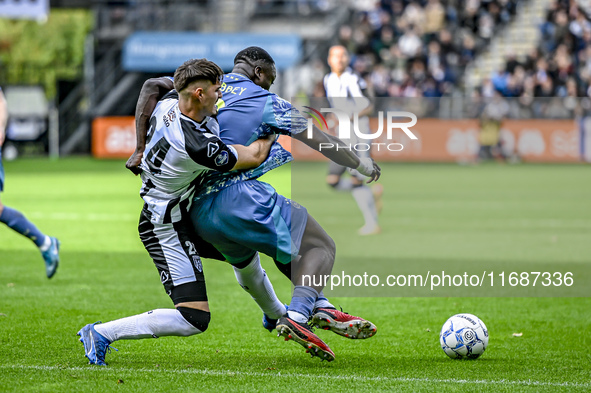 Heracles Almelo defender Ivan Mesik and AFC Ajax Amsterdam forward Brian Brobbey play during the match between Heracles Almelo and Ajax at t...