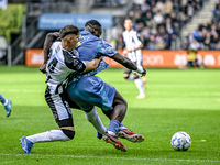 Heracles Almelo defender Ivan Mesik and AFC Ajax Amsterdam forward Brian Brobbey play during the match between Heracles Almelo and Ajax at t...