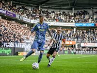 AFC Ajax Amsterdam forward Wout Weghorst and AFC Ajax Amsterdam defender Jorrel Hato participate in the match between Heracles Almelo and Aj...