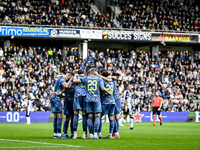 Players of Ajax celebrate the goal by AFC Ajax Amsterdam forward Wout Weghorst, making the score 3-4, during the match between Heracles Alme...