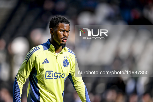 AFC Ajax Amsterdam defender Jorrel Hato plays during the match between Heracles Almelo and Ajax at the Asito Stadium for the Dutch Eredivisi...