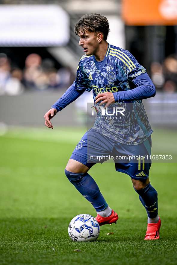 AFC Ajax Amsterdam forward Mika Godts plays during the match between Heracles Almelo and Ajax at the Asito Stadium for the Dutch Eredivisie...