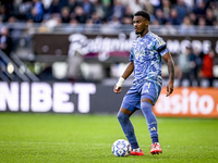 AFC Ajax Amsterdam defender Jorrel Hato plays during the match between Heracles Almelo and Ajax at the Asito Stadium for the Dutch Eredivisi...