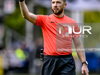 Referee Edwin van de Graaf officiates during the match between Heracles Almelo and Ajax at the Asito Stadium for the Dutch Eredivisie season...