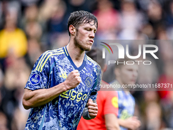 AFC Ajax Amsterdam forward Wout Weghorst celebrates a goal during the match between Heracles Almelo and Ajax at the Asito Stadium for the Du...