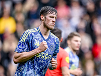 AFC Ajax Amsterdam forward Wout Weghorst celebrates a goal during the match between Heracles Almelo and Ajax at the Asito Stadium for the Du...