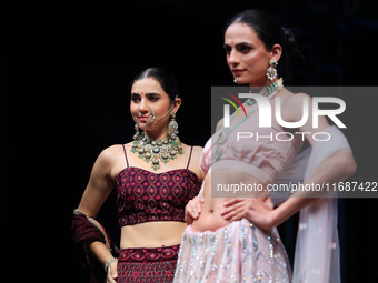 Models walk the ramp showcasing a designer collection during the 'Shaadiyan' season-5 fashion show in Jaipur, Rajasthan, India, on October 1...