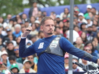 Marcus D'Almeida of Brazil competes against Lee Woo-Seok of Korea (not in picture) during the Men's recurve semifinals match on the final da...