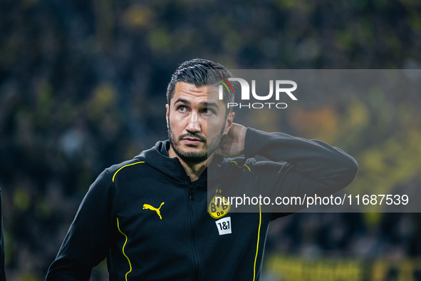 Head Coach Nuri Sahin of Borussia Dortmund looks on before the Bundesliga match between Borussia Dortmund and FC St. Pauli 1910 at Signal Id...