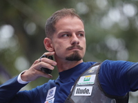 Marcus D'Almeida of Brazil competes against Matias Grande of Mexico (not in picture) during the Men's recurve 3rd place match on the final d...