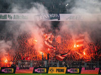 Fans of FC St. Pauli 1910 ignite pyro during the Bundesliga match between Borussia Dortmund and FC St. Pauli 1910 at Signal Iduna Park in Do...