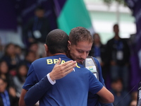 Marcus D'Almeida of Brazil competes against Matias Grande of Mexico (not in picture) during the Men's recurve 3rd place match on the final d...