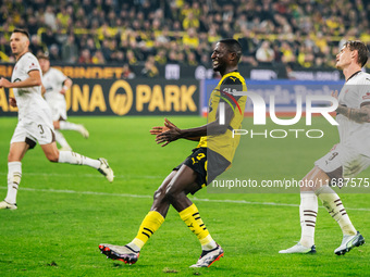 Serhou Guirassy of Borussia Dortmund reacts after missing a chance during the Bundesliga match between Borussia Dortmund and FC St. Pauli 19...