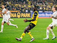 Serhou Guirassy of Borussia Dortmund reacts after missing a chance during the Bundesliga match between Borussia Dortmund and FC St. Pauli 19...