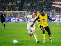 Serhou Guirassy of Borussia Dortmund fights for the ball during the Bundesliga match between Borussia Dortmund and FC St. Pauli 1910 at Sign...