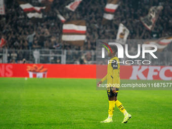 Jamie Bynoe-Gittens of Borussia Dortmund looks on during the Bundesliga match between Borussia Dortmund and FC St. Pauli 1910 at Signal Idun...