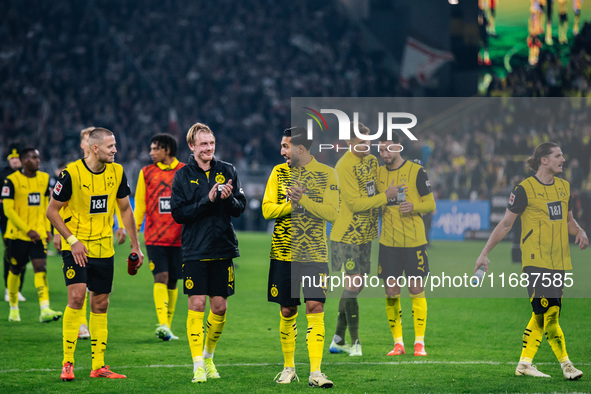 Players of Borussia Dortmund greet fans after the Bundesliga match between Borussia Dortmund and FC St. Pauli 1910 at Signal Iduna Park in D...