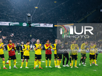 Players of Borussia Dortmund greet fans after the Bundesliga match between Borussia Dortmund and FC St. Pauli 1910 at Signal Iduna Park in D...