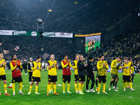 Players of Borussia Dortmund greet fans after the Bundesliga match between Borussia Dortmund and FC St. Pauli 1910 at Signal Iduna Park in D...