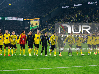 Players of Borussia Dortmund greet fans after the Bundesliga match between Borussia Dortmund and FC St. Pauli 1910 at Signal Iduna Park in D...